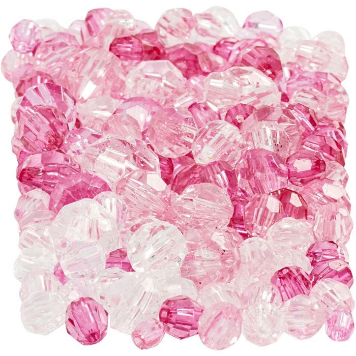 Facettenperlen, Größe 4-12 mm, Lochgröße 1-2,5 mm, Pink (081), 250 g/ 1 Pck