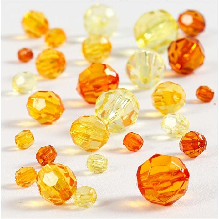 Facettenperlen, Größe 4-12 mm, Lochgröße 1-2,5 mm, Gelb, 45 g/ 1 Pck