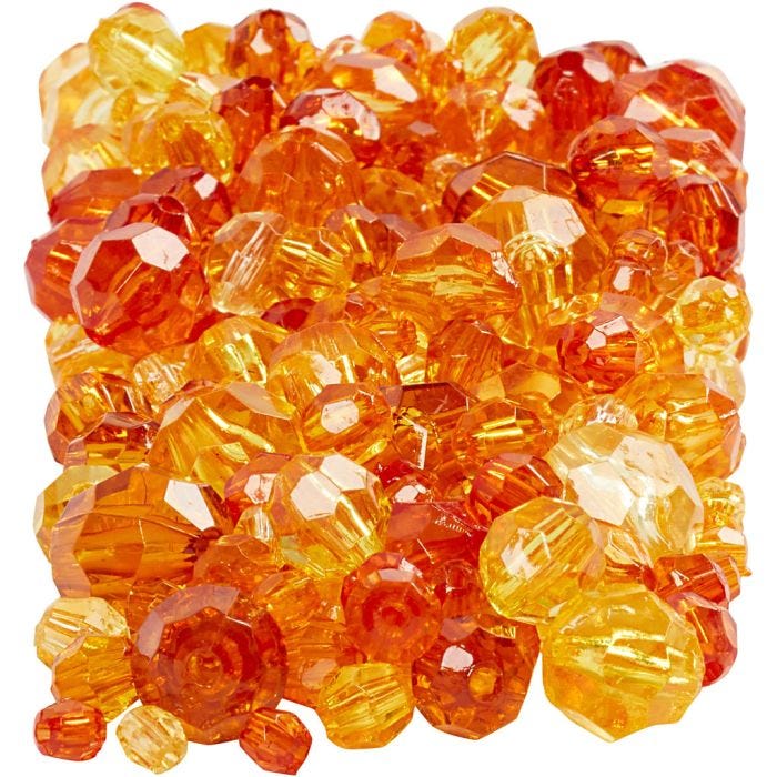 Facettenperlen, Größe 4-12 mm, Lochgröße 1-2,5 mm, Gelb (32227), 250 g/ 1 Pck