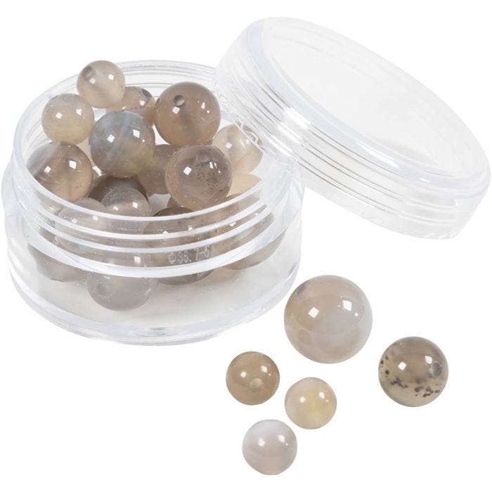 Achat Steinperlen, Größe 1x10, 12x8, 15x6 mm, Lochgröße 0,9-1 mm, Transparent Grau, 28 Stk/ 1 Pck