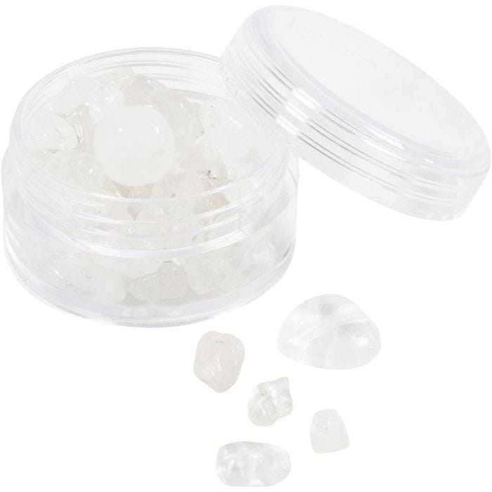 Kristallperlen, Klarer Quarz, D 7-12 mm, Lochgröße 1 mm, Transparente Farben, 63 Stk/ 1 Pck