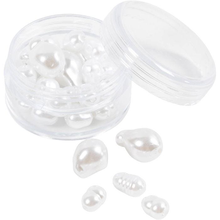 Wachsperlen, Oval, D 6-14 mm, Lochgröße 1,3-1,5 mm, 30 Stk/ 1 Pck