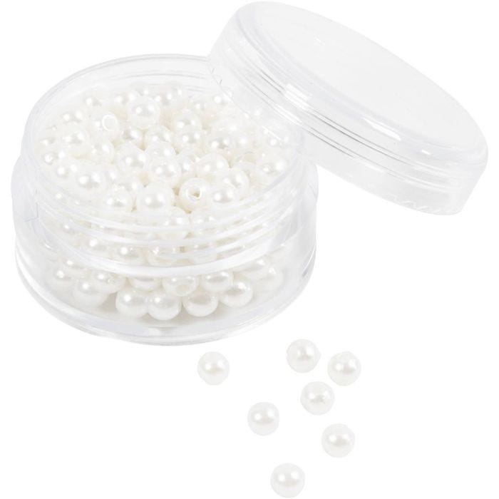 Wachsperlen, D 4 mm, Lochgröße 1,5 mm, Perlmutt, 210 Stk/ 1 Pck