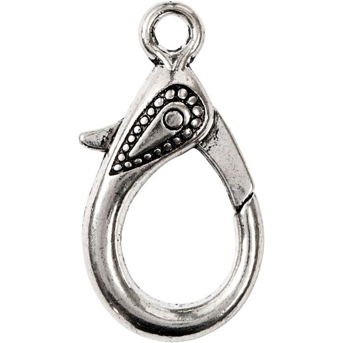 Karabinerverschluss, 30 mm, 3 mm, Antiksilber, 4Stk/ 1 Pck