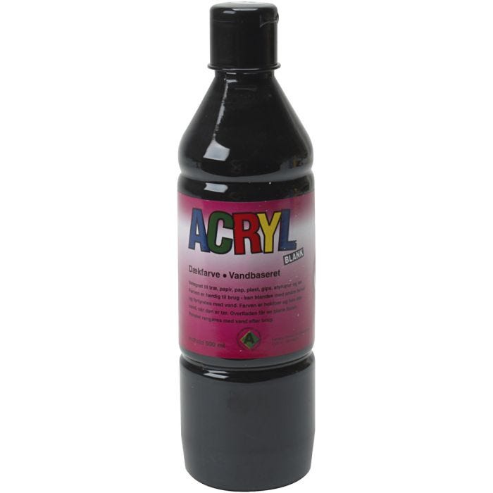 Acrylfarbe, Schwarz, 500 ml/ 1 Fl.