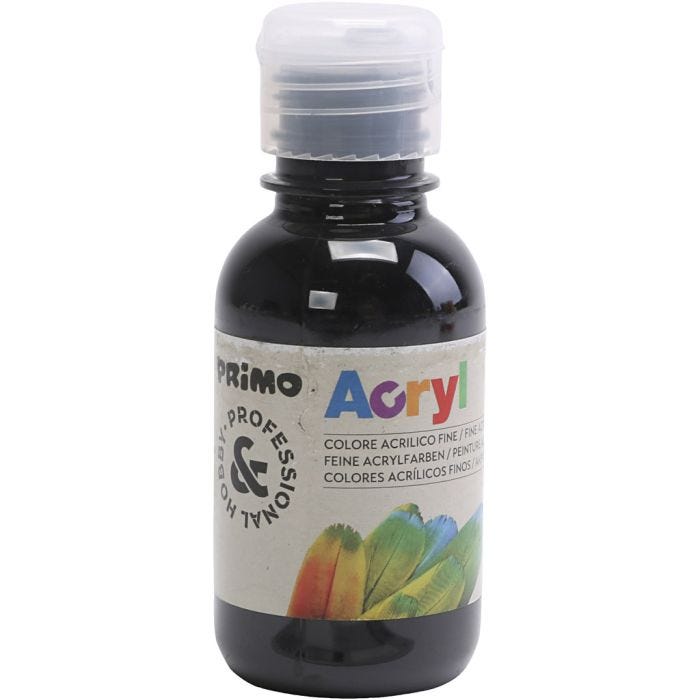 PRIMO Acrylfarbe in ausgezeichneter Qualität, Schwarz, 125 ml/ 1 Fl.