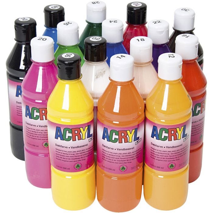 Acrylfarbe, Sortierte Farben, 15x500 ml/ 1 Pck