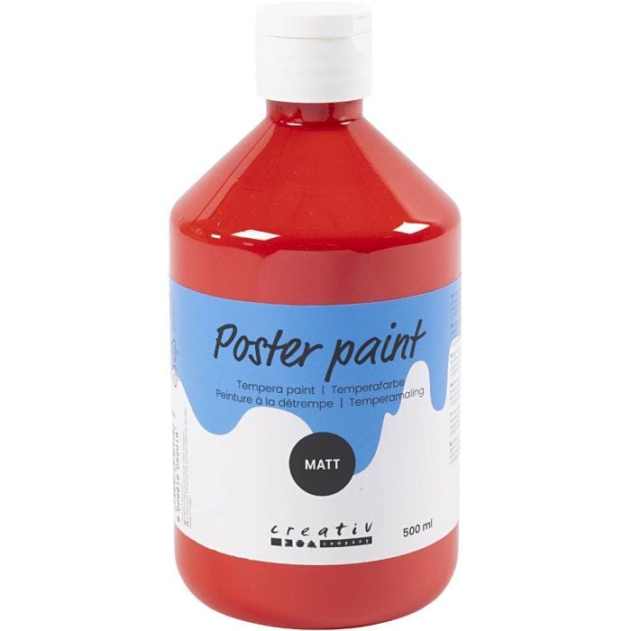 Temperafarbe Matt, Rot, 500 ml/ 1 Fl.