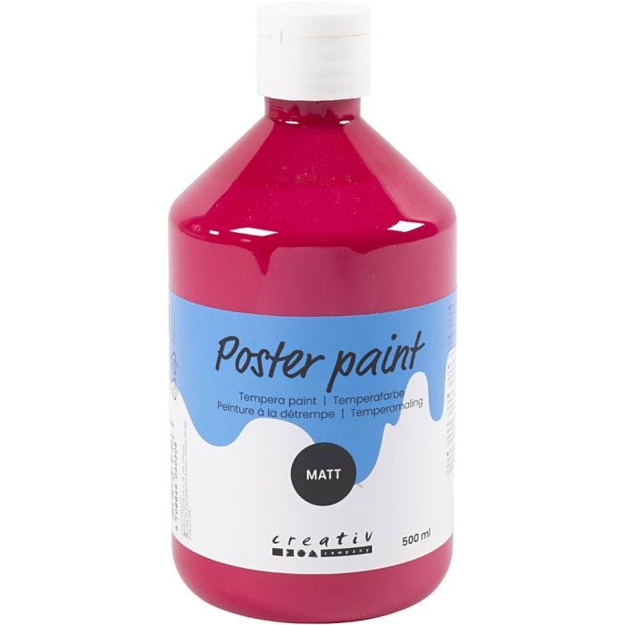 Temperafarbe Matt, Primärrot, 500 ml/ 1 Fl.