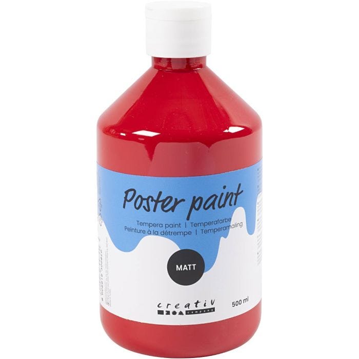Temperafarbe Matt, Dunkelrot, 500 ml/ 1 Fl.