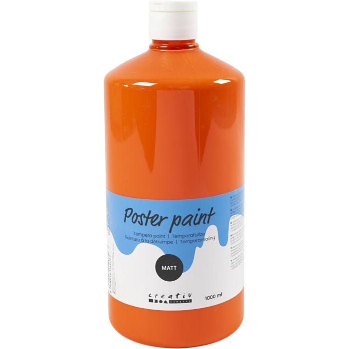 Temperafarbe Matt, Orange, 1000 ml/ 1 Fl.
