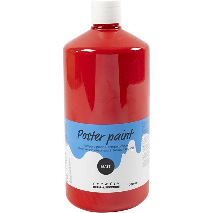 Temperafarbe Matt, Rot, 1000 ml/ 1 Fl.