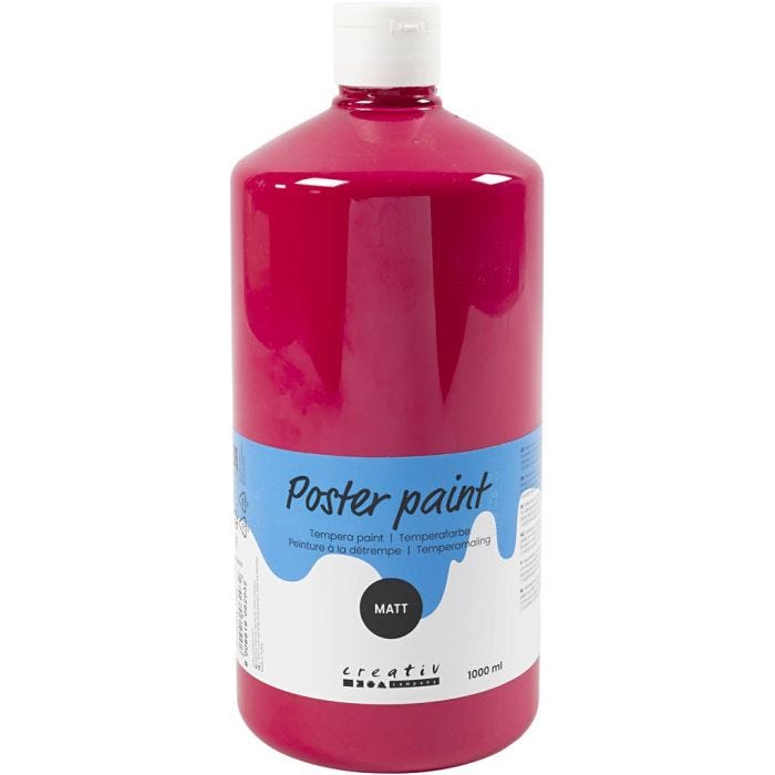 Temperafarbe Matt, Primärrot, 1000 ml/ 1 Fl.
