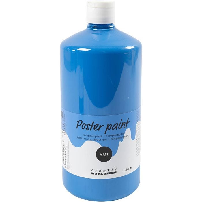 Temperafarbe Matt, Primärblau, 1000 ml/ 1 Fl.