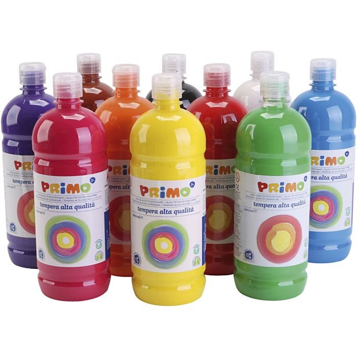 Temperafarbe Matt, Matt, Sortierte Farben, 10x1000 ml/ 1 Pck