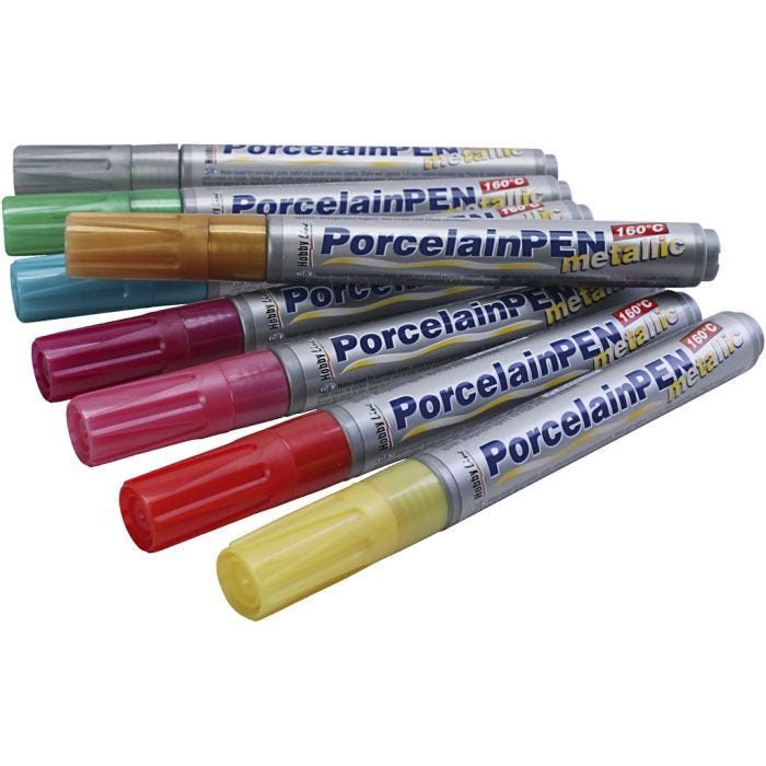 Glas-/Porzellanmarker, metallisch, Strichstärke 1-2 mm, 8 sort./ 1 Pck
