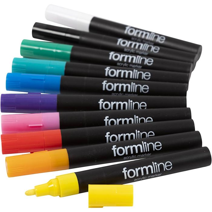 formline Acrylmarker, Strichstärke 2.5 mm, Sortierte Farben, 10 Stk/ 1 Pck