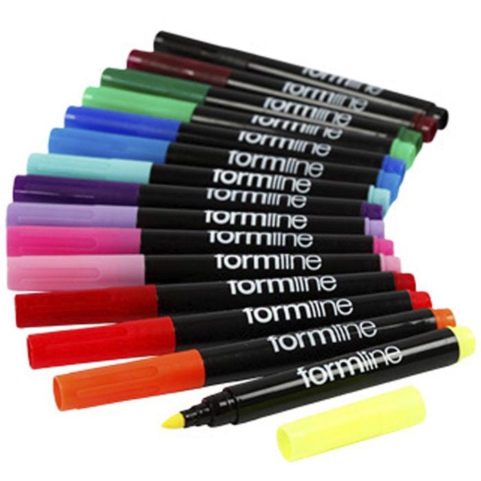 Formline Stoffmalstifte, Strichstärke 2-3 mm, Inhalt kann variieren , Sortierte Farben, 5x15 Stk/ 1 Pck