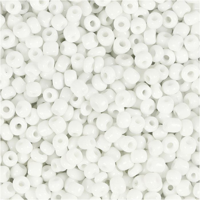 Rocailleperlen, D 3 mm, Größe 8/0, Lochgröße 0,6-1,0 mm, Weiß, 25 g/ 1 Pck