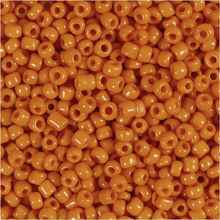 Rocailleperlen, D 3 mm, Größe 8/0, Lochgröße 0,6-1,0 mm, Orange, 25 g/ 1 Pck