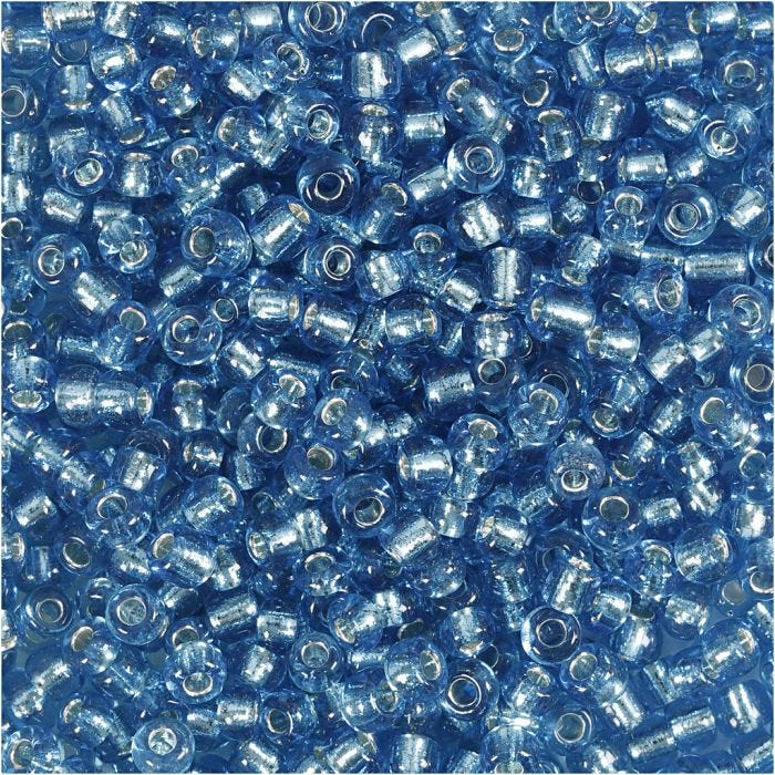 Rocailleperlen, D 3 mm, Größe 8/0, Lochgröße 0,6-1,0 mm, Türkis transparent, 25 g/ 1 Pck