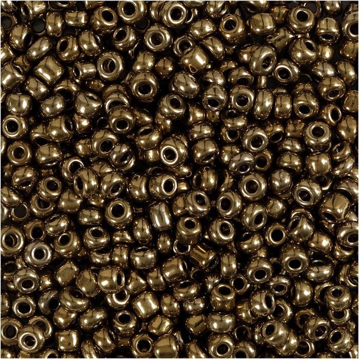 Rocailleperlen, D 3 mm, Größe 8/0, Lochgröße 0,6-1,0 mm, Bronze, 25 g/ 1 Pck