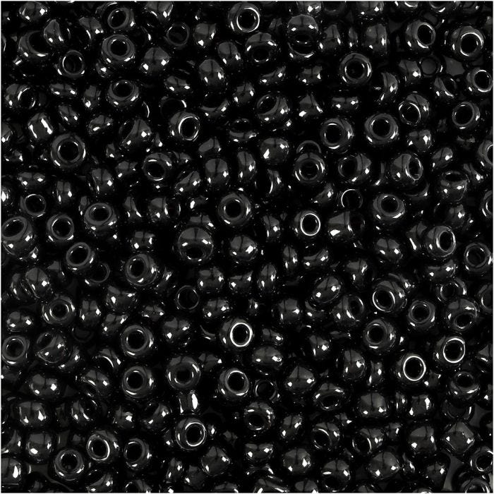 Rocailleperlen, D 3 mm, Größe 8/0, Lochgröße 0,6-1,0 mm, Schwarz, 500 g/ 1 Pck