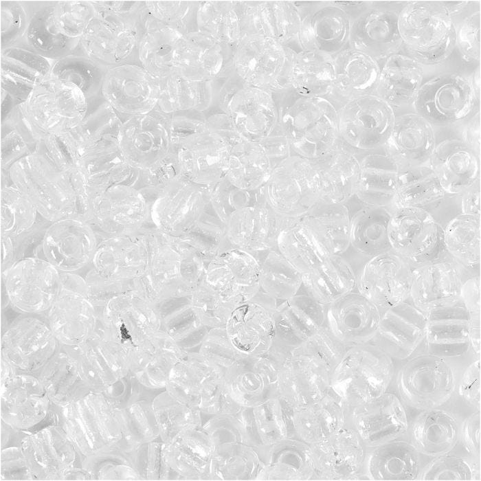 Rocailleperlen, D 4 mm, Größe 6/0, Lochgröße 0,9-1,2 mm, Transparent, 25 g/ 1 Pck