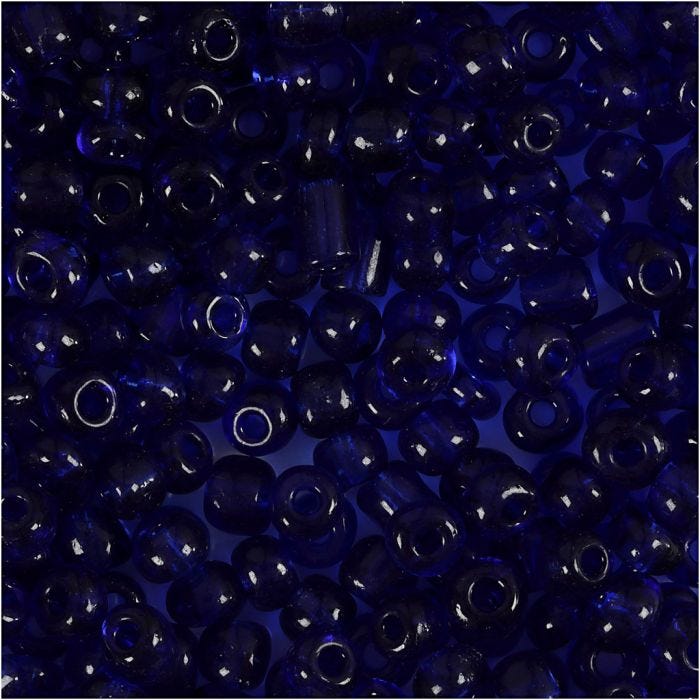 Rocailleperlen, D 4 mm, Größe 6/0, Lochgröße 0,9-1,2 mm, Kobaltblau, 25 g/ 1 Pck