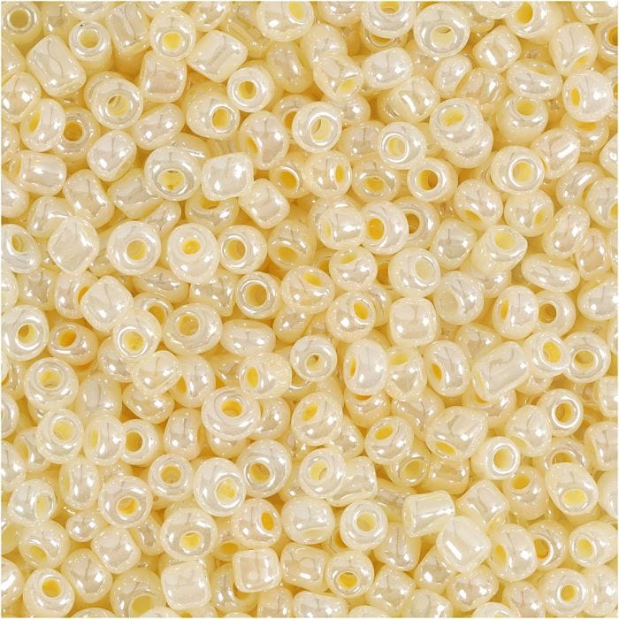 Rocailleperlen, D 3 mm, Größe 8/0, Lochgröße 0,6-1,0 mm, Elfenbein, 25 g/ 1 Pck