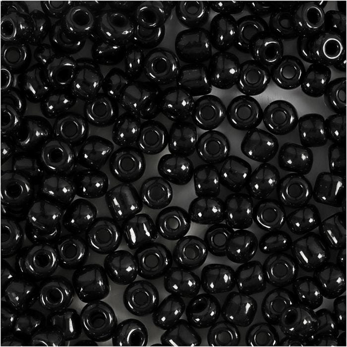 Rocailleperlen, D 4 mm, Größe 6/0, Lochgröße 0,9-1,2 mm, Schwarz, 25 g/ 1 Pck
