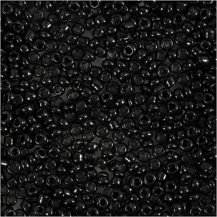 Rocailleperlen, D 2 mm, Größe 12/0, Lochgröße 0,8 mm, Schwarz, 25 g/ 1 Pck