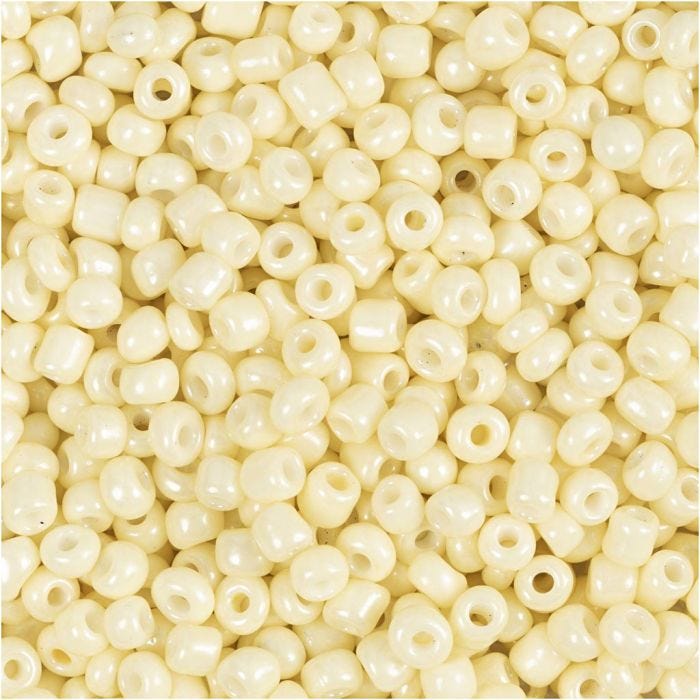 Rocailleperlen, D 3 mm, Größe 8/0, Lochgröße 0,6-1,0 mm, Hellgelb, 25 g/ 1 Pck