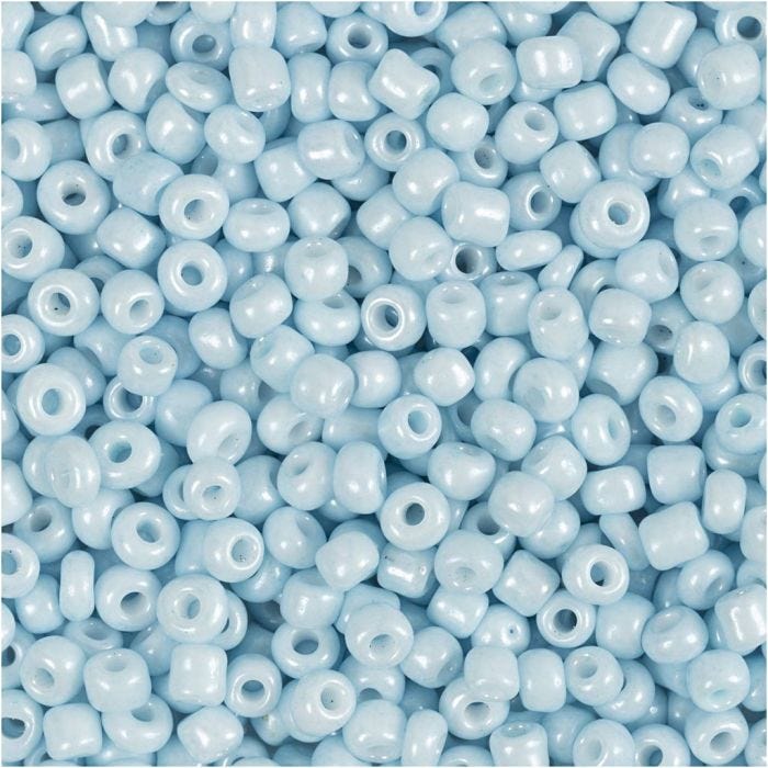 Rocailleperlen, D 3 mm, Größe 8/0, Lochgröße 0,6-1,0 mm, Hellblau, 25 g/ 1 Pck