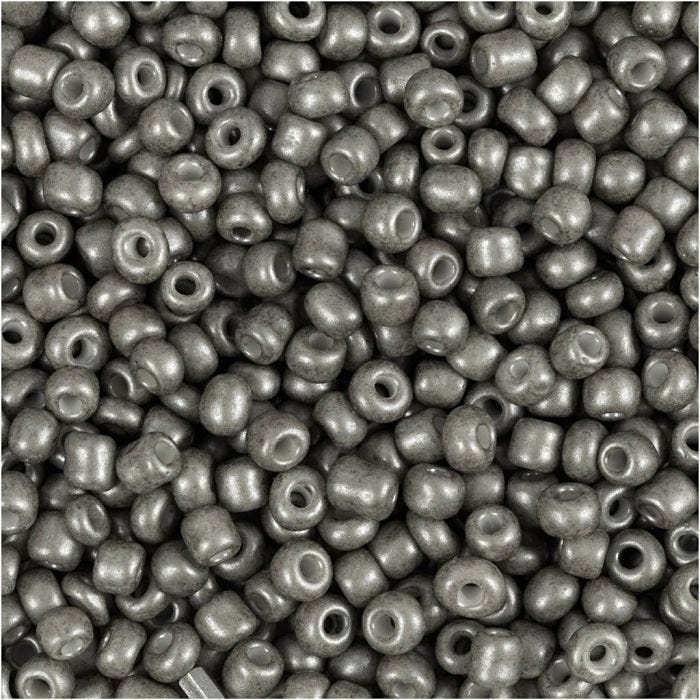Rocailleperlen, D 3 mm, Größe 8/0, Lochgröße 0,6-1,0 mm, Grau, 25 g/ 1 Pck