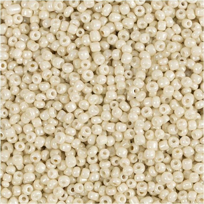 Rocailleperlen, D 1,7 mm, Größe 15/0, Lochgröße 0,5-0,8 mm, Creme, 25 g/ 1 Pck