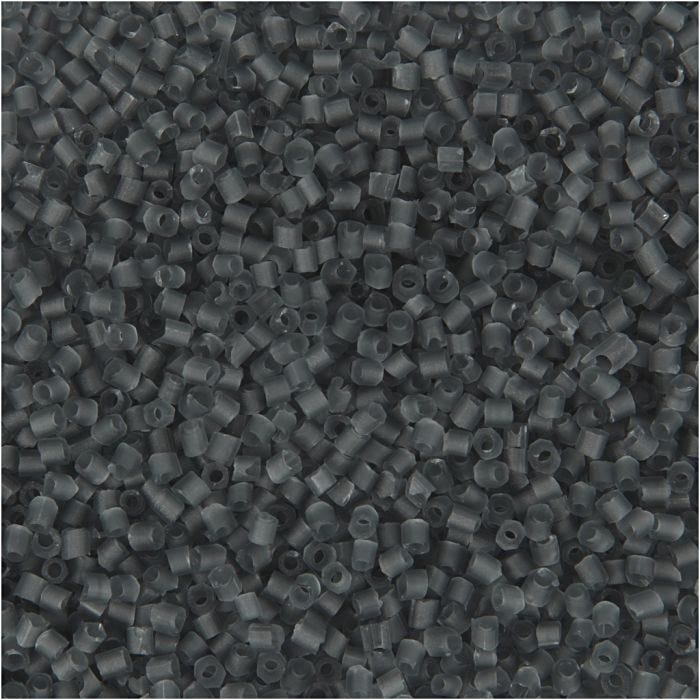Rocaille Seed Beads 2-cut, D 1,7 mm, Größe 15/0, Lochgröße 0,5 mm, Transparent Grau, 25 g/ 1 Pck
