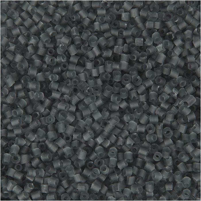 Rocaille Seed Beads 2-cut, 2-cut, D 1,7 mm, Größe 15/0, Lochgröße 0,5 mm, Transparent Grau, 500 g/ 1 Btl.