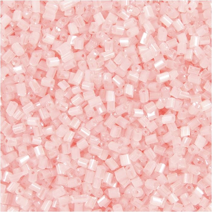 Rocaille Seed Beads 2-cut, D 1,7 mm, Größe 15/0, Lochgröße 0,5 mm, Transparent Rosa, 500 g/ 1 Btl.