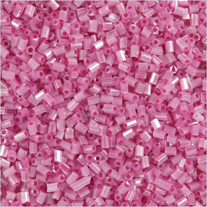Rocaille Seed Beads 2-cut, D 1,7 mm, Größe 15/0, Lochgröße 0,5 mm, Rosa, 25 g/ 1 Pck