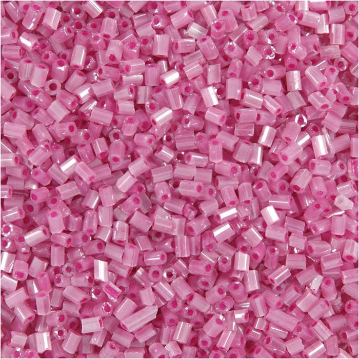 Rocaille Seed Beads 2-cut, D 1,7 mm, Größe 15/0 , Lochgröße 0,5 mm, Rosa, 25 g/ 1 Pck