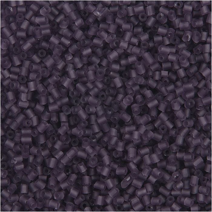 Rocaille Seed Beads 2-cut, D 1,7 mm, Größe 15/0, Lochgröße 0,5 mm, Frosted Lila, 25 g/ 1 Pck