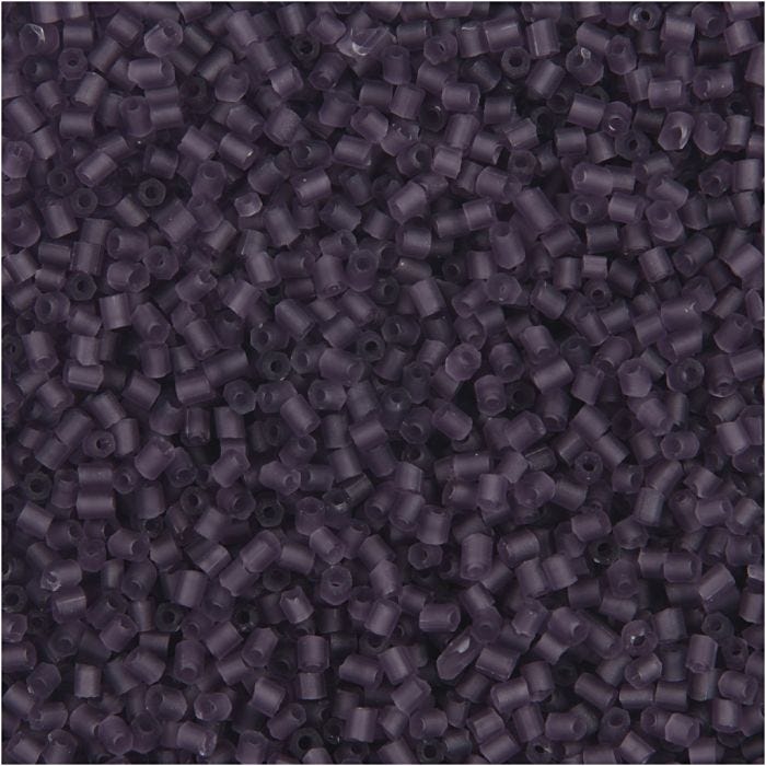 Rocaille Seed Beads 2-cut, D 1,7 mm, Größe 15/0 , Lochgröße 0,5 mm, Frosted Lila, 25 g/ 1 Pck