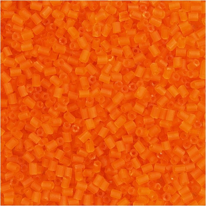 Rocaille Seed Beads 2-cut, D 1,7 mm, Größe 15/0, Lochgröße 0,5 mm, Transparent Orange, 25 g/ 1 Pck