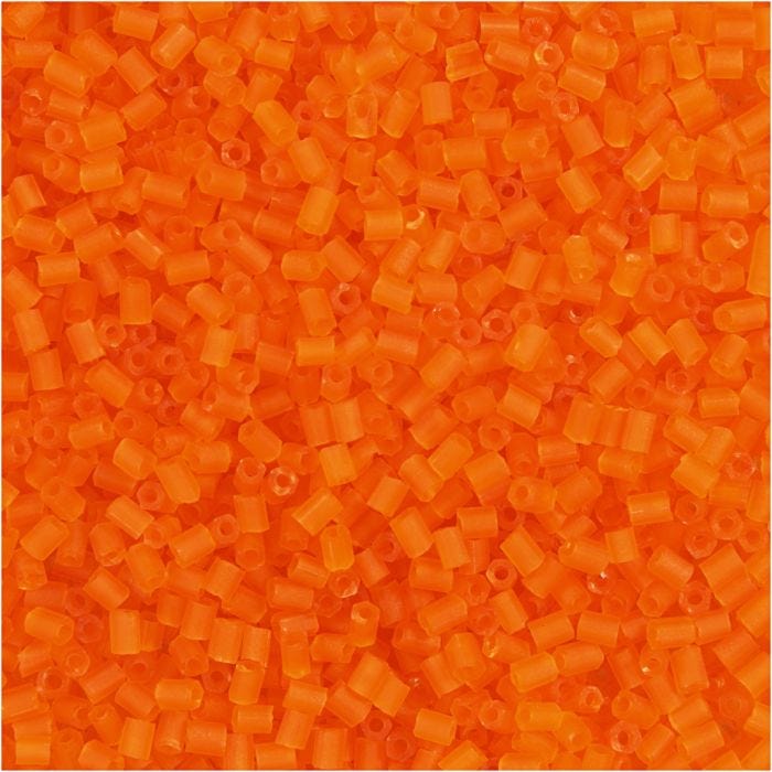 Rocaille Seed Beads 2-cut, D 1,7 mm, Größe 15/0 , Lochgröße 0,5 mm, Transparent Orange, 25 g/ 1 Pck