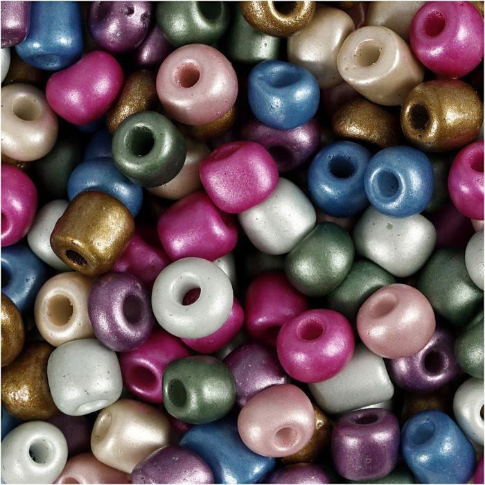 Rocailleperlen, D 5 mm, Größe 4/0, Lochgröße 1,2 mm, Metallic-Farben, 720 g/ 1 Dose