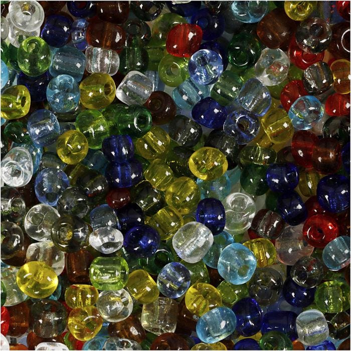 Rocailleperlen, D 4 mm, Größe 6/0, Lochgröße 0,9-1,2 mm, Glänzend transparent, 130 g/ 1 Pck