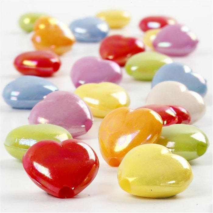 Herzperlen, Größe 25x15 mm, Lochgröße 3 mm, 70 g, 125 ml/ 1 Pck