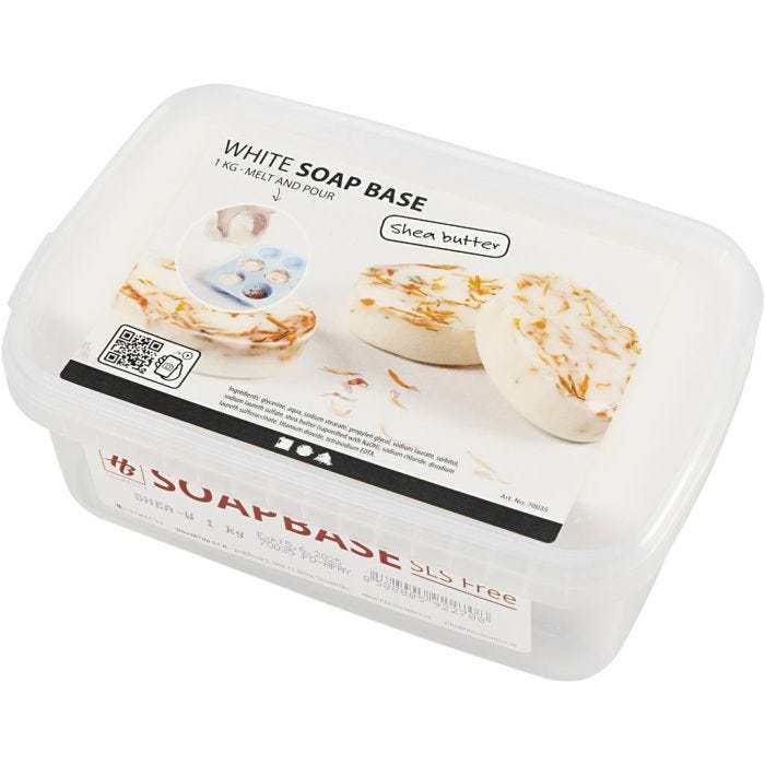 Weiße Sheabutter-Seifenbasis, Weiß, 1 kg