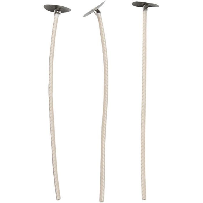 Dochte für Kerzen in Gefäßen, Geeignet für Behälter mit 20–65 mm Durchmesser, 10 cm, 2 mm, 50Stk/ 1 Pck